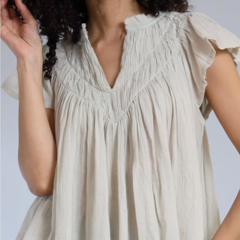 NWT! Super Cute! Lola & Sophie Flutter Sleeve Cotton Gauze Top